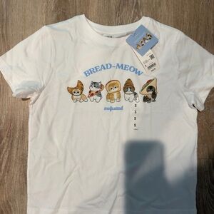 Uniqlo Kids White Tee with Cute Cat Design Mofusand